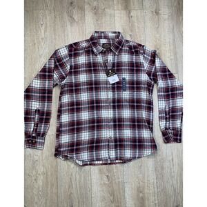 Mountain Ridge Cotton Flannel Plaid Button Down Shirt Men L Red Long Sleeve‎ NWT